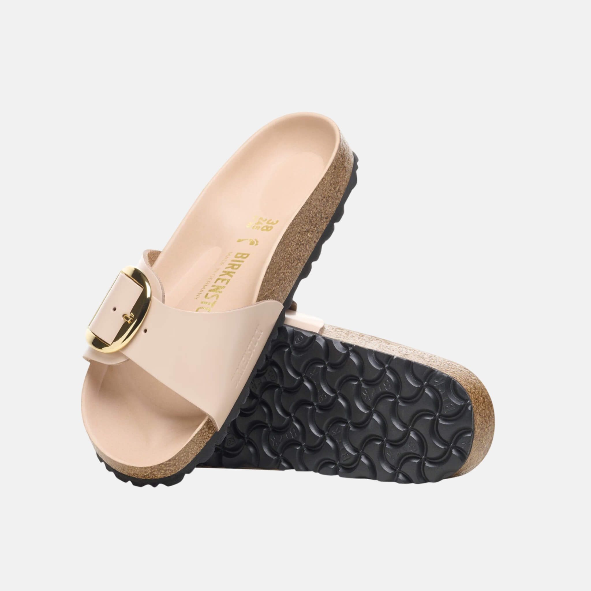 Birkenstock Madrid Big Buckle Natural Leather Patent Regular
