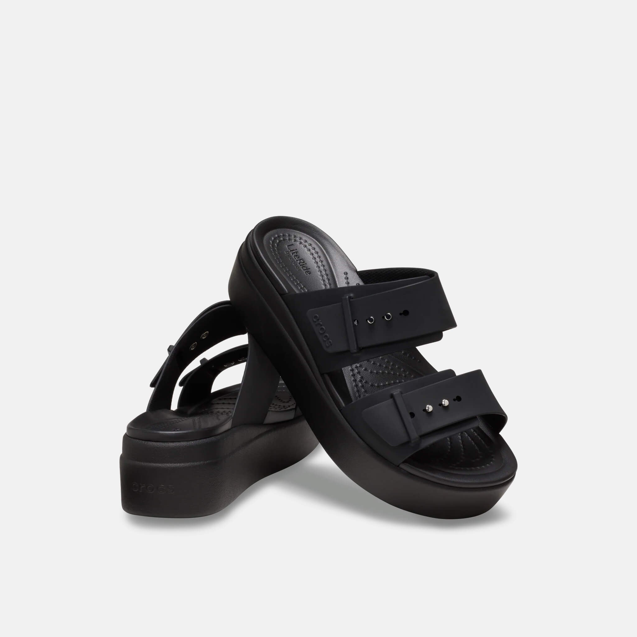 Crocs Brooklyn Buckle Low Wedge Black