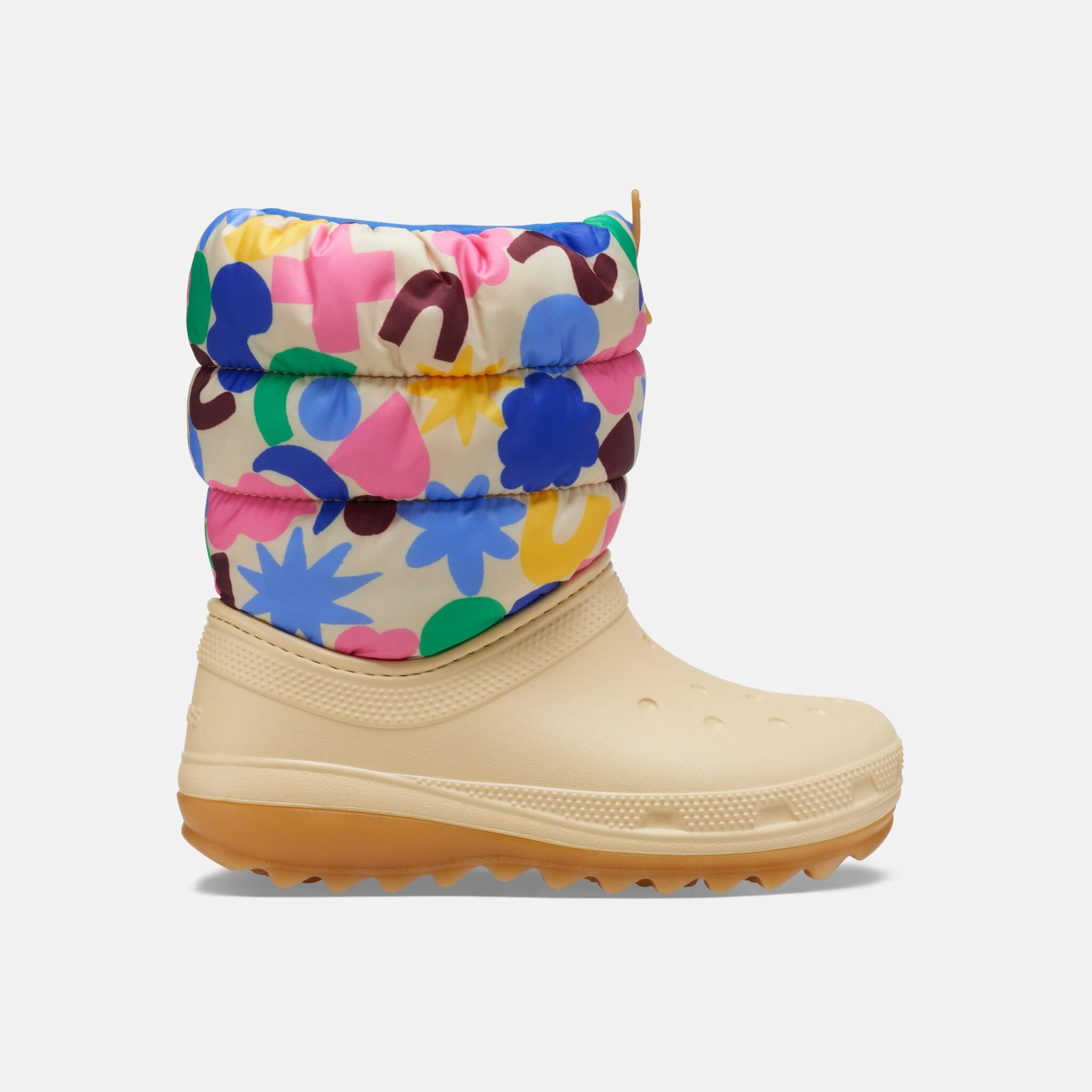 Crocs Kids Classic Neo Puff Geo Shapes Boot Shitake/Multi