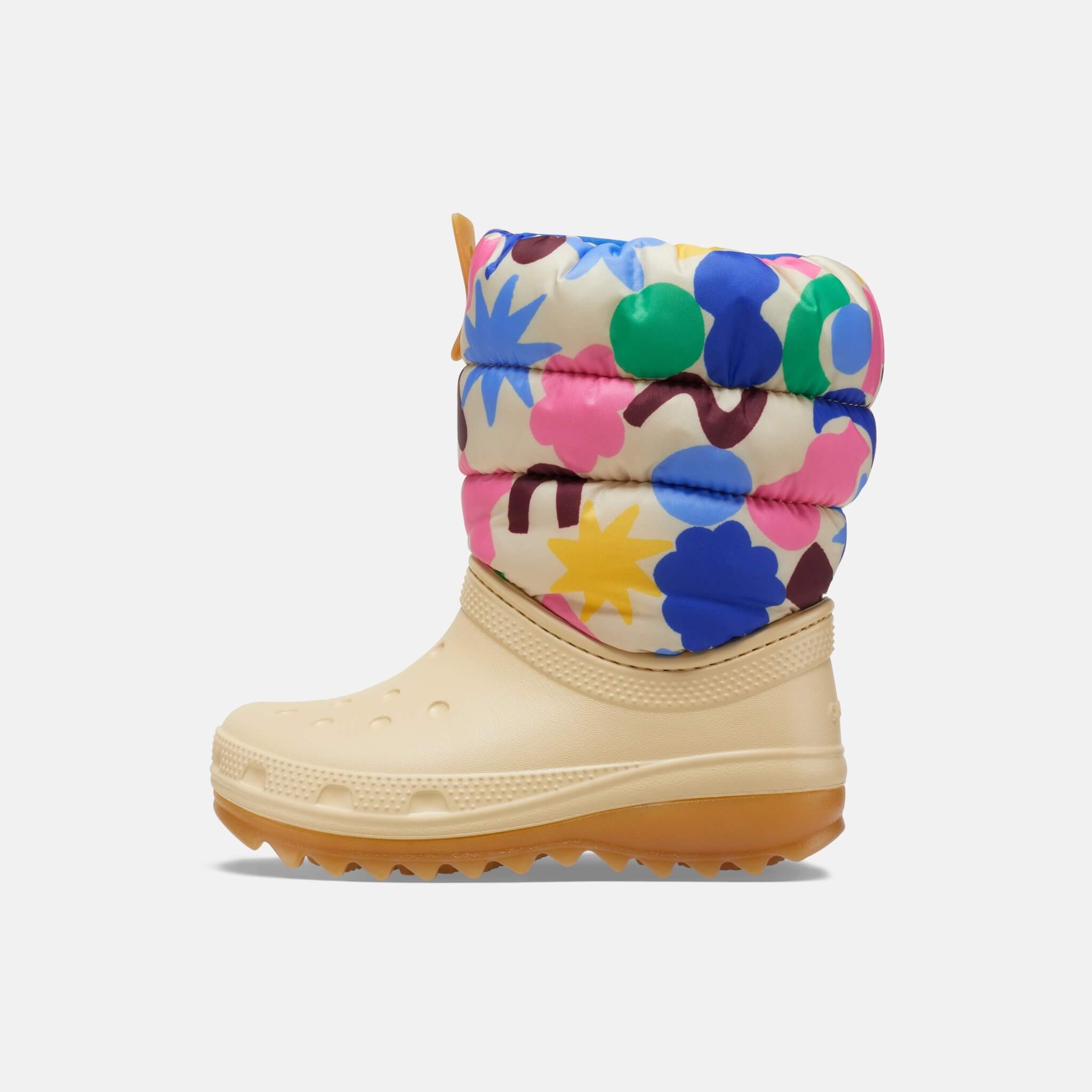 Crocs Kids Classic Neo Puff Geo Shapes Boot Shitake/Multi