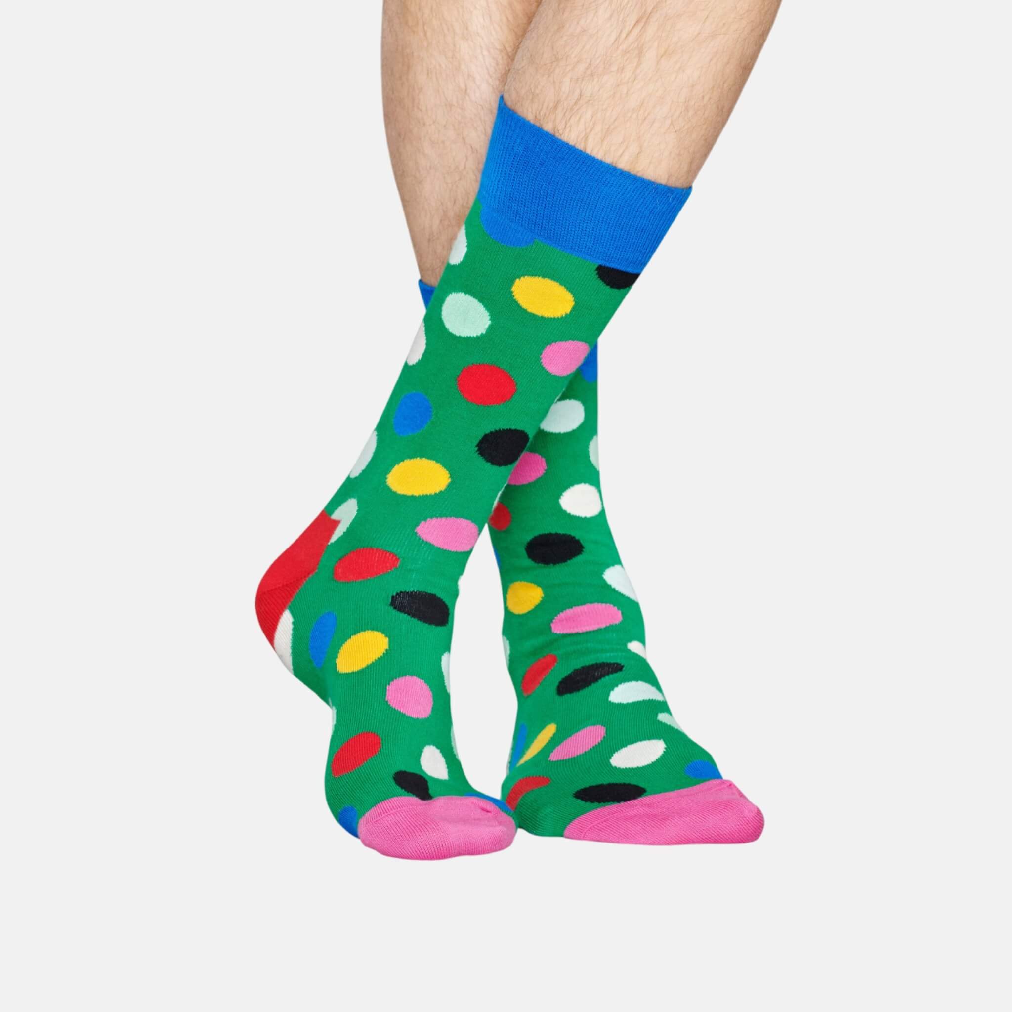 Happy Socks Big Dot Block Green Sock