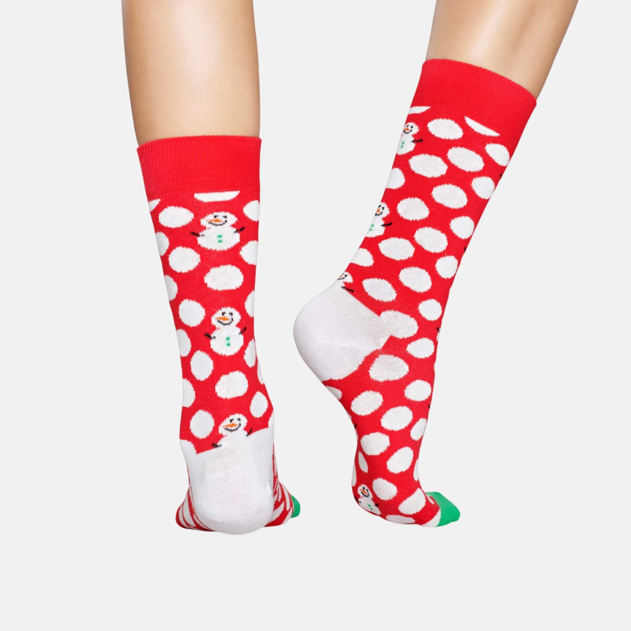 Happy Socks Big Dot Snowman Red Sock