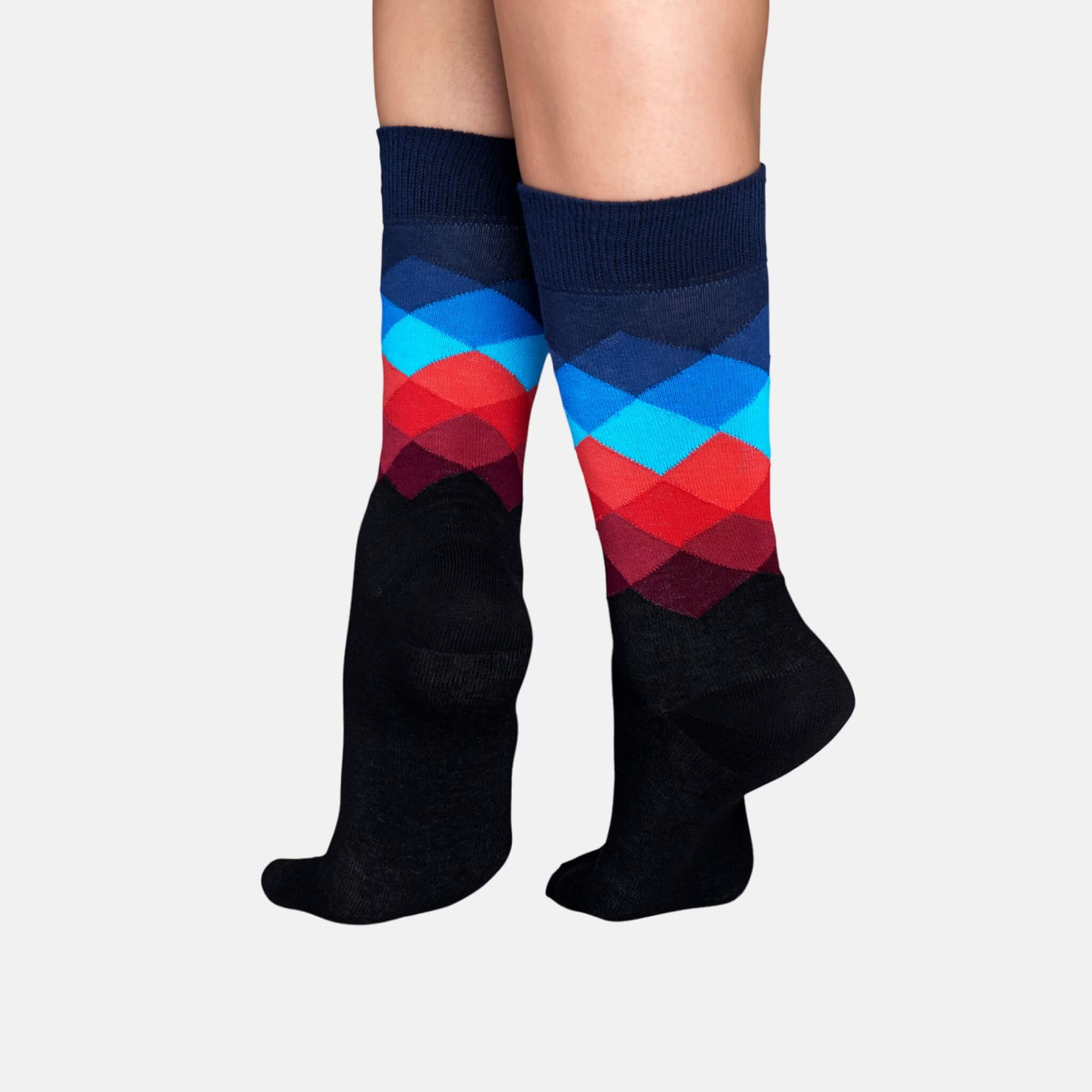 Happy Socks Faded Diamond Black Sock