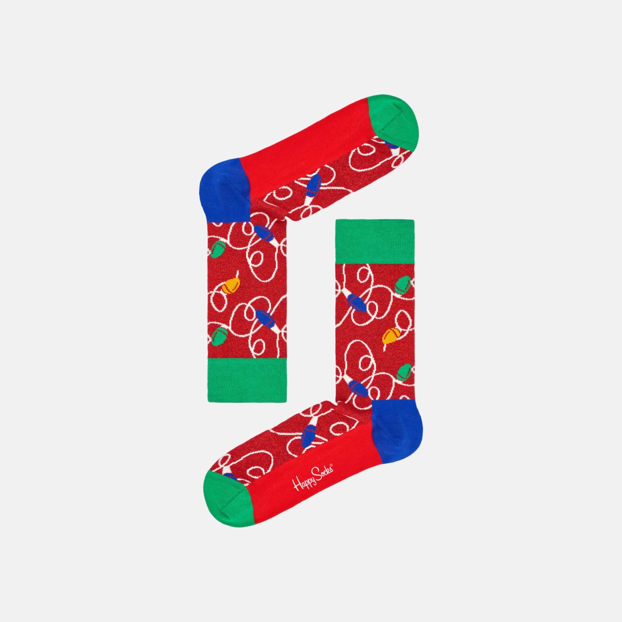 Happy Socks Holiday Lights Red Sock