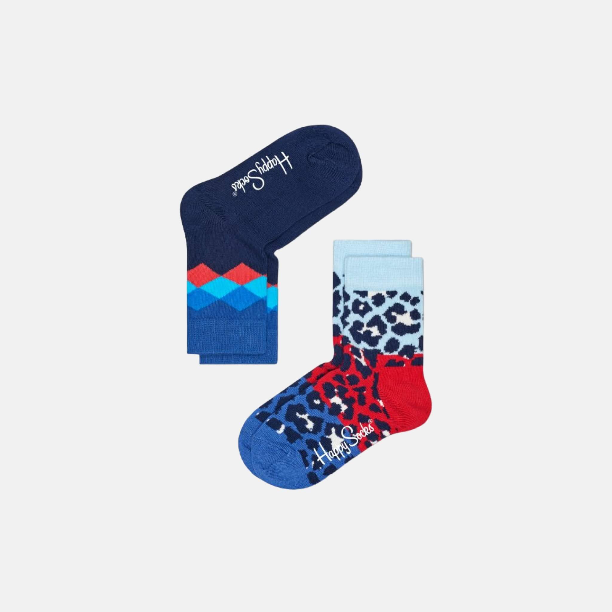 Happy Socks Kids Argyle & Leopard Socks 2-Pack