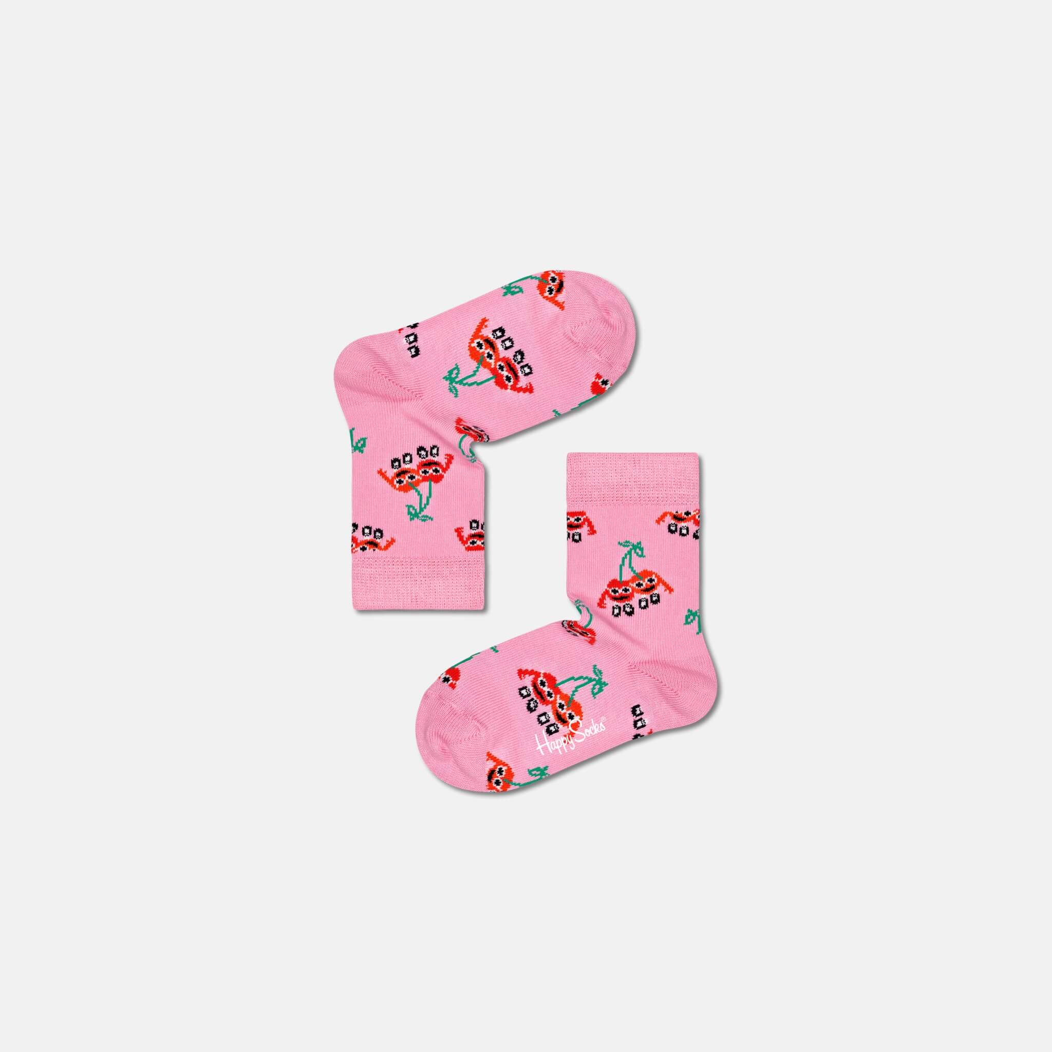 Happy Socks Kids Cherry Mates Pink Sock