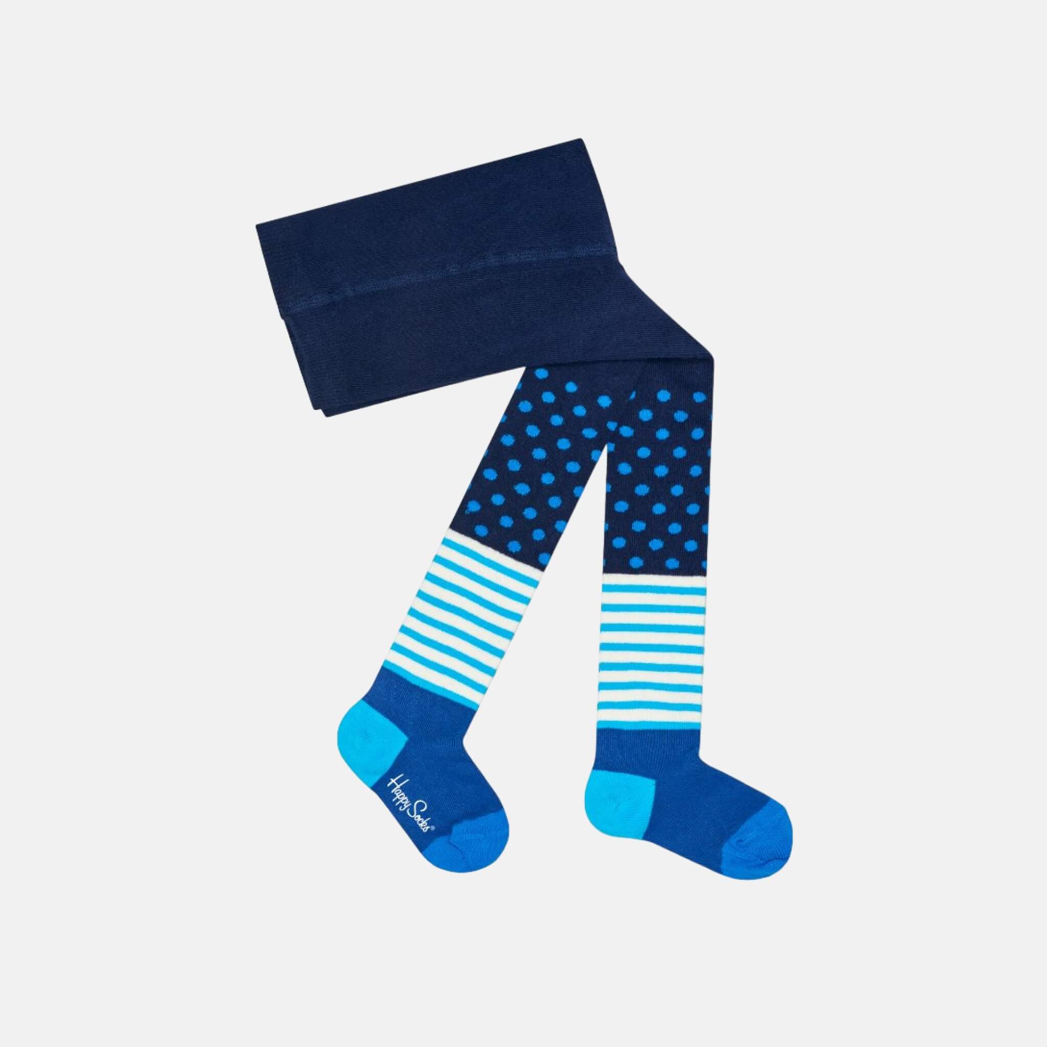Happy Socks Kids Stripes and Dot Blue Tights