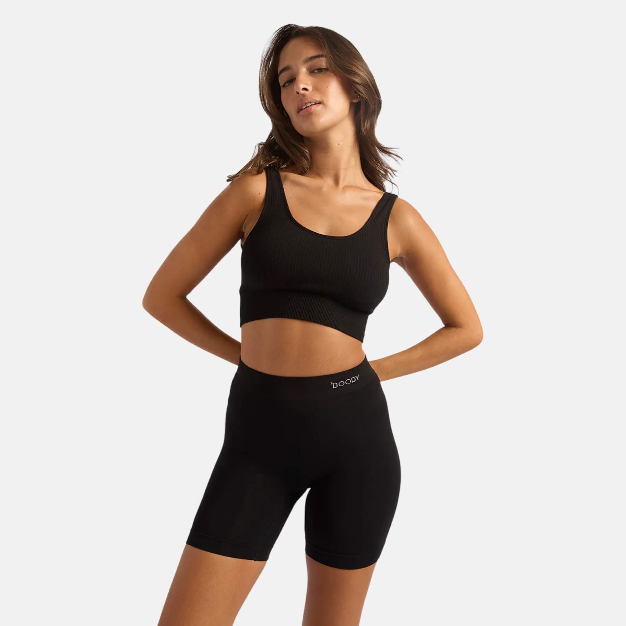 Boody Ribbed Seamless Bra Black