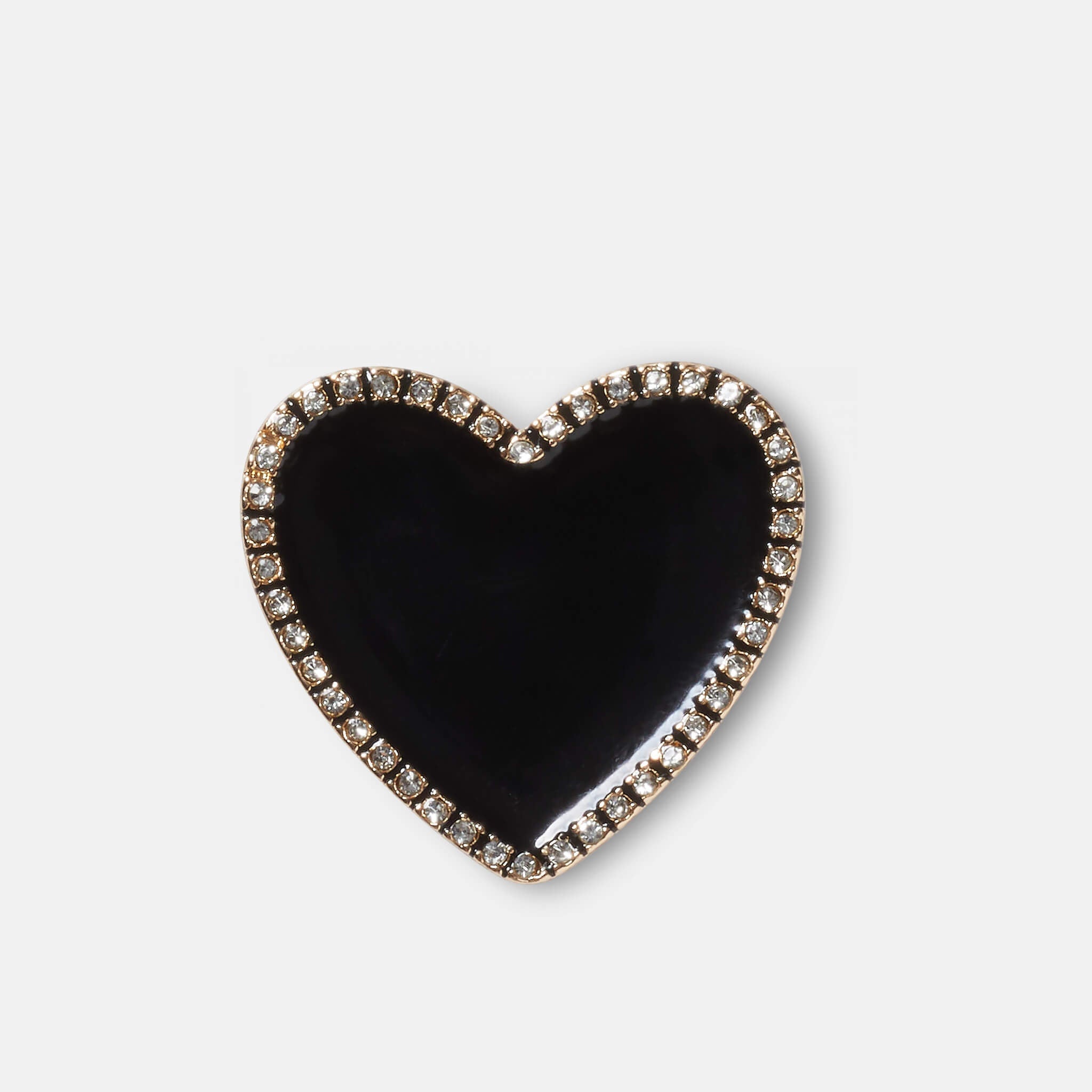Jibbitz Charms Black Heart with Gold Outline